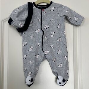 Little Me | (3M) Gray Dalmatian Dog Kids Onesie